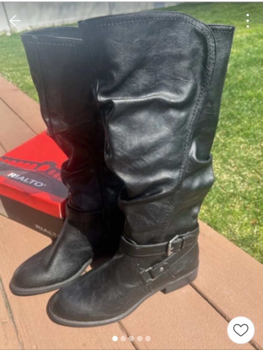 Rialto Black Mid-Calf Buckle Heeled Boots